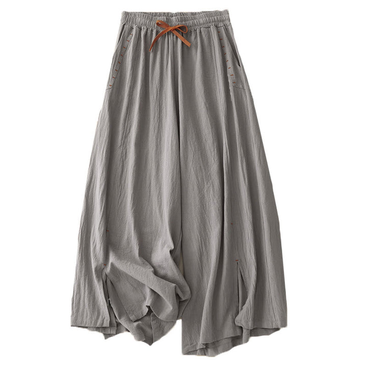 Buddha Stonesカジュアル サイドスリットデザイン コットン レディース ワイドレッグ 7-8丈パンツ ポケット付き - image 15