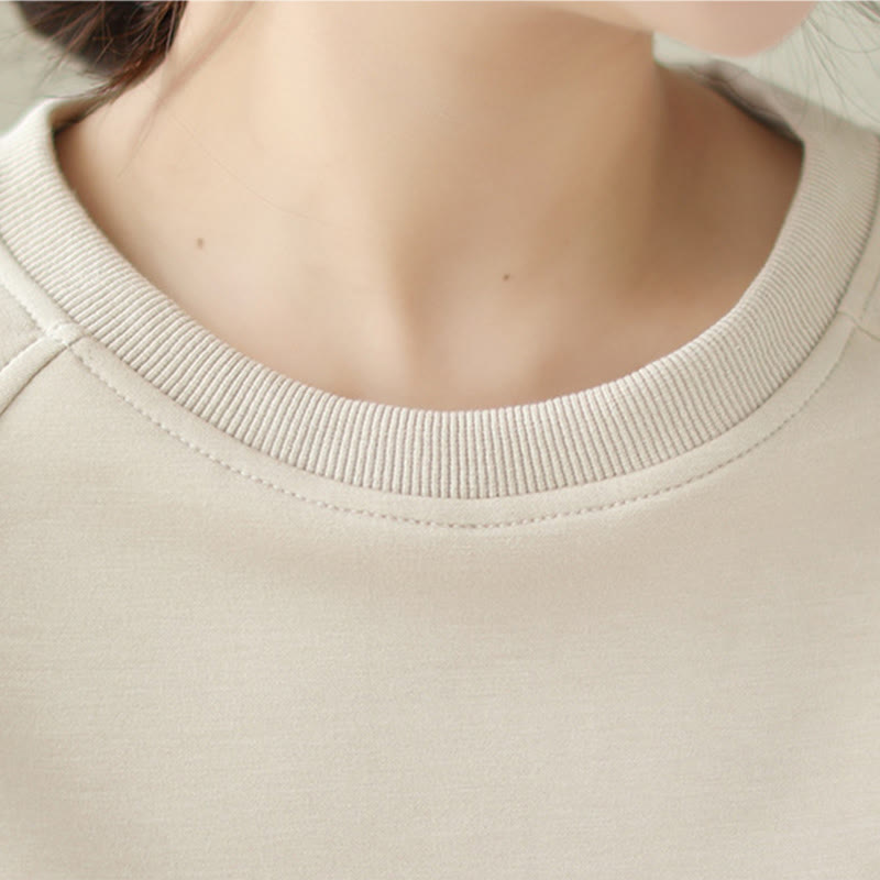 Buddha Stones秋 無地 クルーネック コットン プルオーバー レディース スウェットシャツ  - image 6