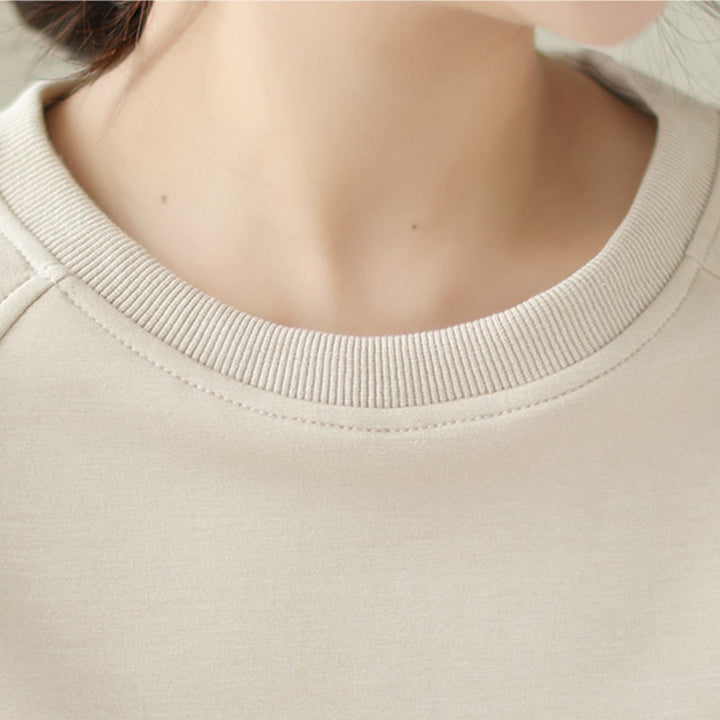 Buddha Stones秋 無地 クルーネック コットン プルオーバー レディース スウェットシャツ  - image 6