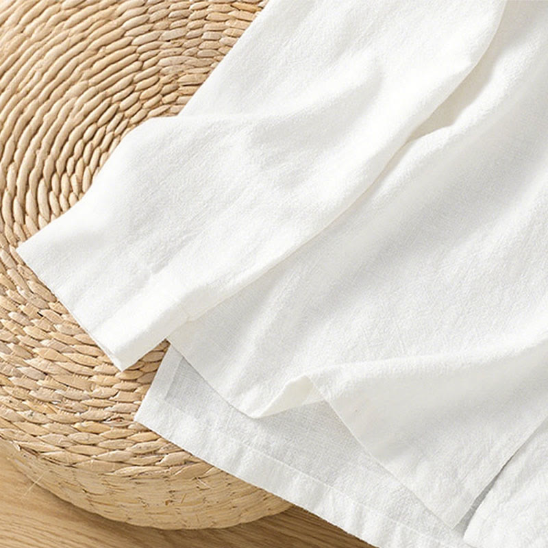 Buddha Stones春 無地 シンプル 裾スリットデザイン コットンリネン レディース シャツ - image 17