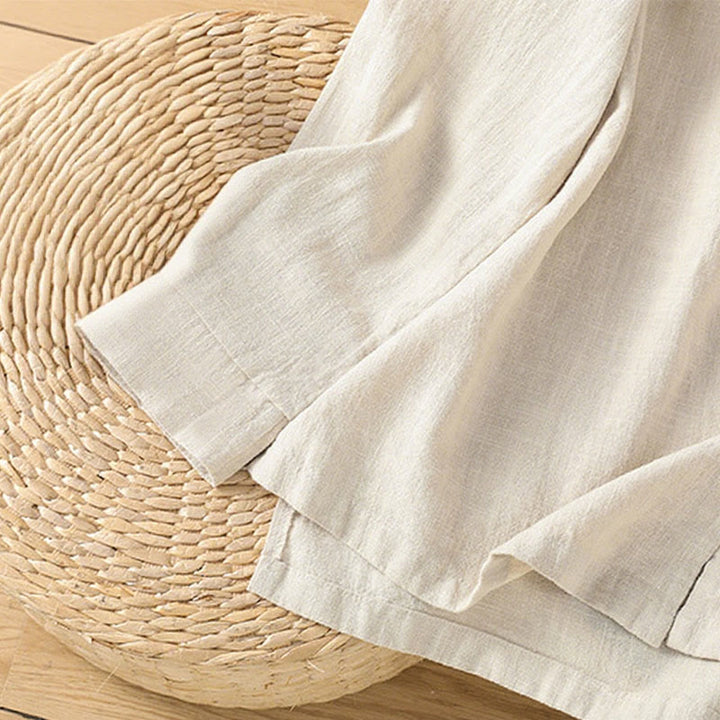 Buddha Stones春 無地 シンプル 裾スリットデザイン コットンリネン レディース シャツ - image 9