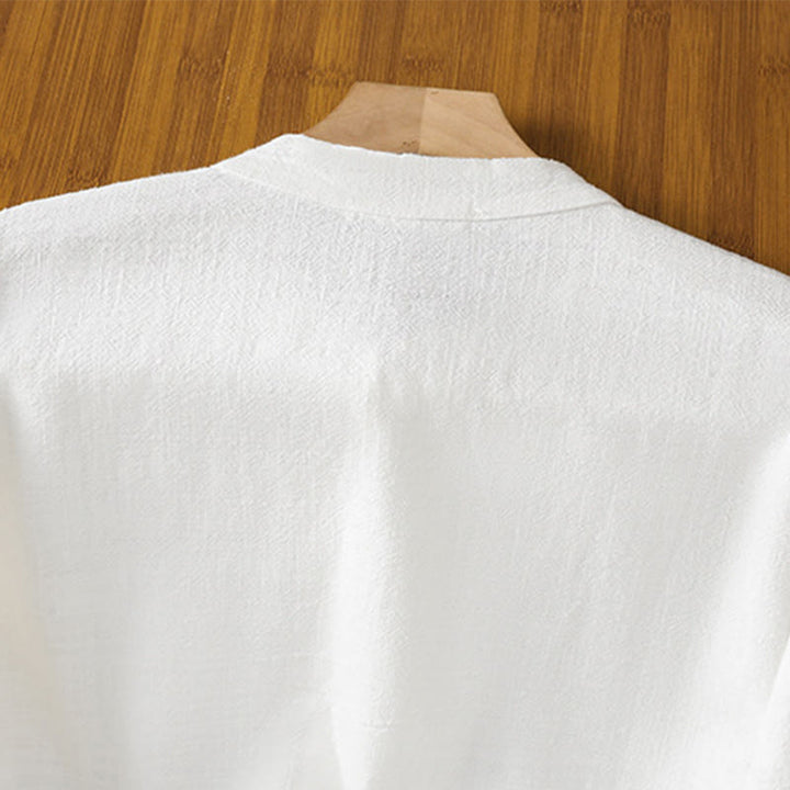 Buddha Stones春 無地 シンプル 裾スリットデザイン コットンリネン レディース シャツ - image 14