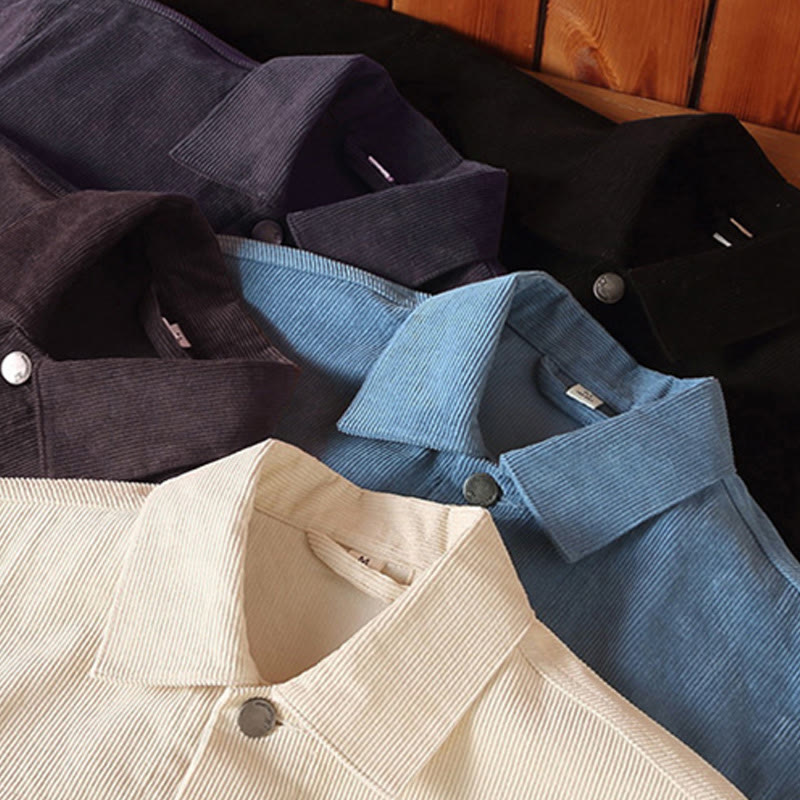 Buddha Stones無地 長袖 ボタンデザイン メンズ コットンジャケット シャツ ポケット付き - image 12