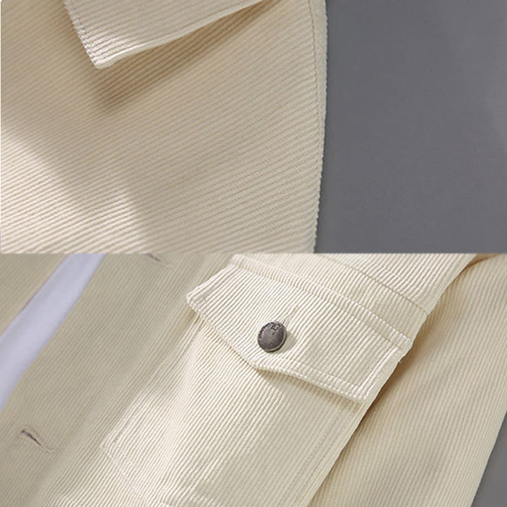 Buddha Stones無地 長袖 ボタンデザイン メンズ コットンジャケット シャツ ポケット付き - image 5