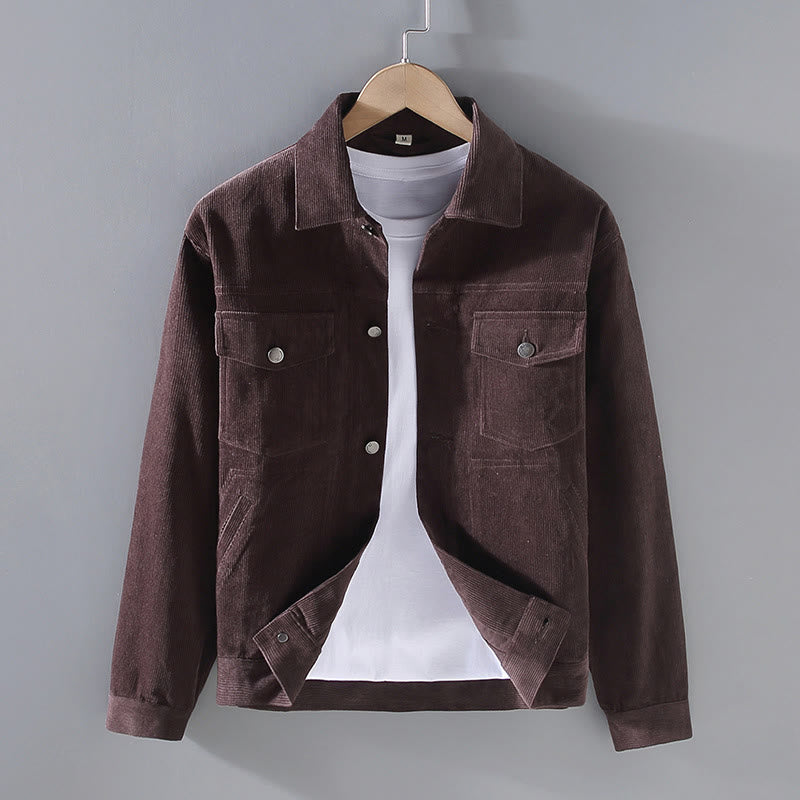 Buddha Stones無地 長袖 ボタンデザイン メンズ コットンジャケット シャツ ポケット付き - サドルブラウン - US/UK/AU42、 EU52 (3XL) - image 10