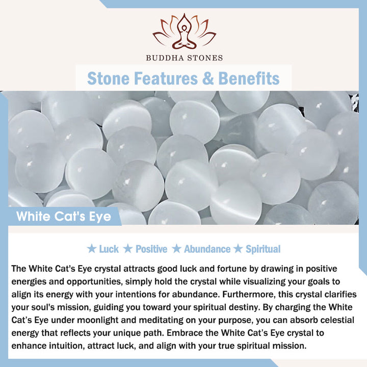 Buddha Stones愛らしい猫の頭 ピンクキャッツアイ ホワイトキャッツアイ スピリチュアルビーズブレスレット - image 13