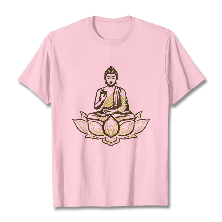 Buddha Stones蓮の中で瞑想する仏陀のTシャツ - ライトピンク - 2XL - image 13