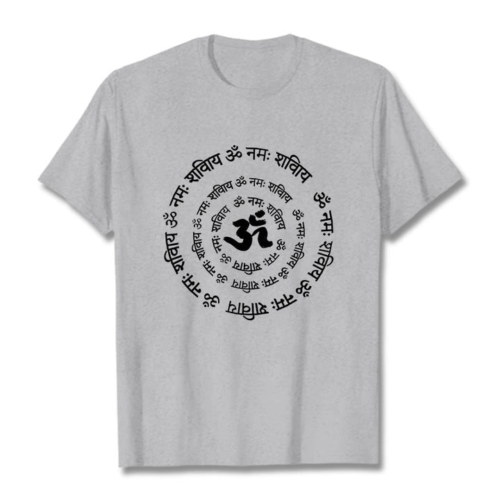 Buddha StonesOMシンボル サンスクリットマントラデザイン コットンTシャツ - ライトグレー - 2XL - image 20