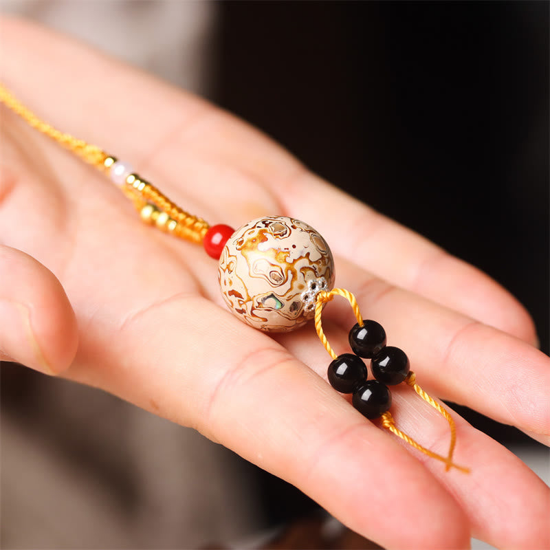 Buddha Stones黒檀金星 オーロラ ビーズ 漆工芸 平和 ネックレス ペンダント - image 6