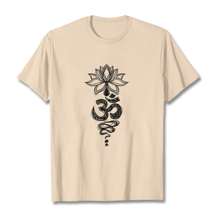 Buddha StonesOm サンスクリット 蓮の花柄 瞑想 コットン Tシャツ - ビスク - 2XL - image 11