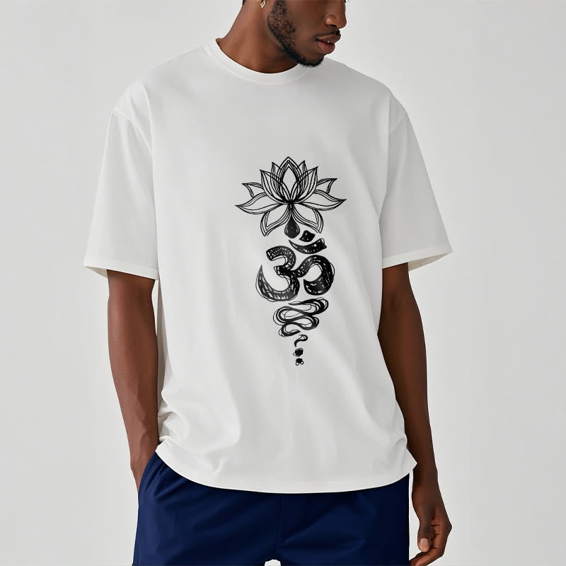 Buddha StonesOm サンスクリット 蓮の花柄 瞑想 コットン Tシャツ - image 10