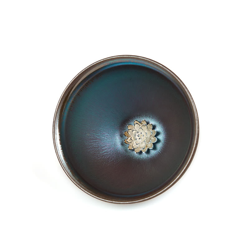 Buddha Stones手作り 中国 Jianzhan 蓮の花 ブルー パープル セラミック ティーカップ カンフー ティーカップ 150ml - image 8