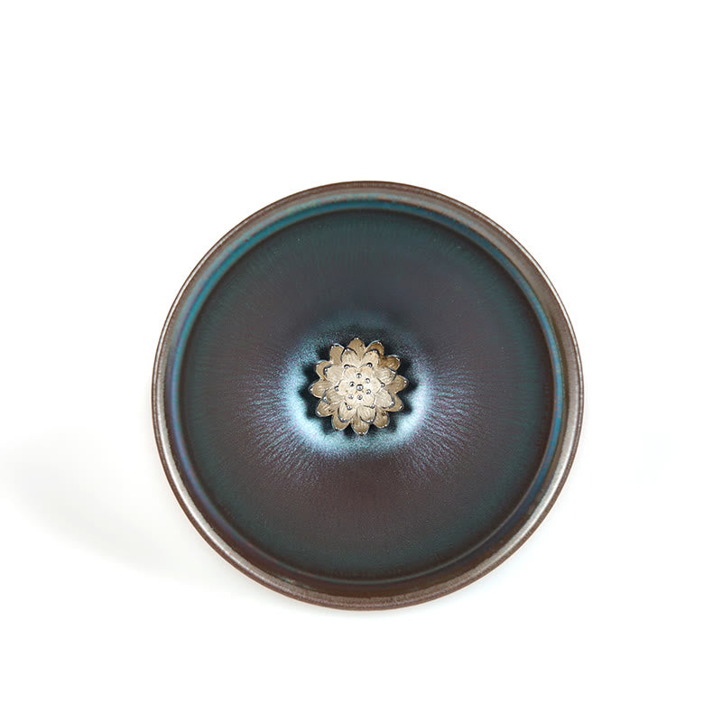 Buddha Stones手作り 中国 Jianzhan 蓮の花 ブルー パープル セラミック ティーカップ カンフー ティーカップ 150ml - image 7