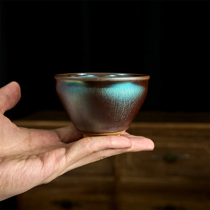 Buddha Stones手作り 中国 Jianzhan 蓮の花 ブルー パープル セラミック ティーカップ カンフー ティーカップ 150ml - image 6