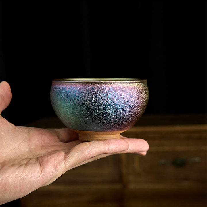 Buddha Stones手作り中国Jianzhanゴールデン蓮の花セラミックティーカップカンフーティーカップ150ml - image 6