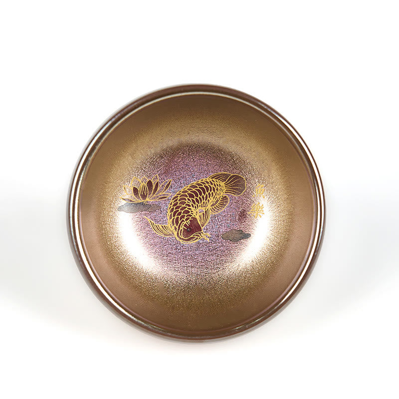 Buddha Stones手作り 中国製 建禅 鯉 蓮の葉 陶器 ティーカップ カンフー ティーカップ 150ml - image 6