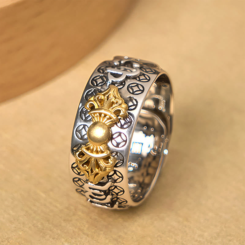 Buddha Stonesヴィンテージオーム・マニ・パドメ・フムヴァジュラ 銅メッキ シルバー バランスリング - image 2