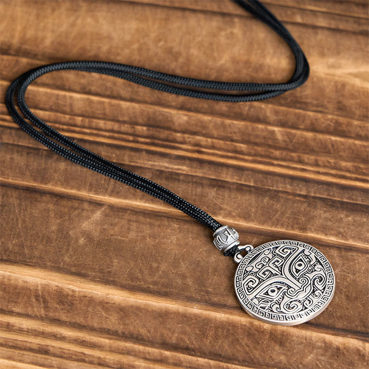 Buddha Stones饕餮オーム・マニ・パドメ・フム銅メッキ シルバー 富のネックレスペンダント - image 9