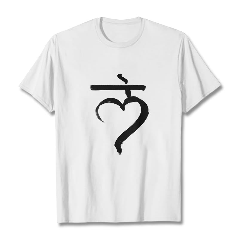 Buddha Stonesカジュアル ラムマントラ サンスクリット コットン Tシャツ - 白 - 2XL - image 6