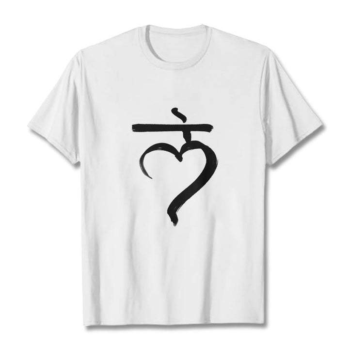 Buddha Stonesカジュアル ラムマントラ サンスクリット コットン Tシャツ - 白 - 2XL - image 6