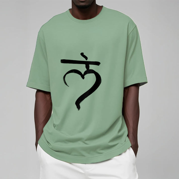 Buddha Stonesカジュアル ラムマントラ サンスクリット コットン Tシャツ - image 16
