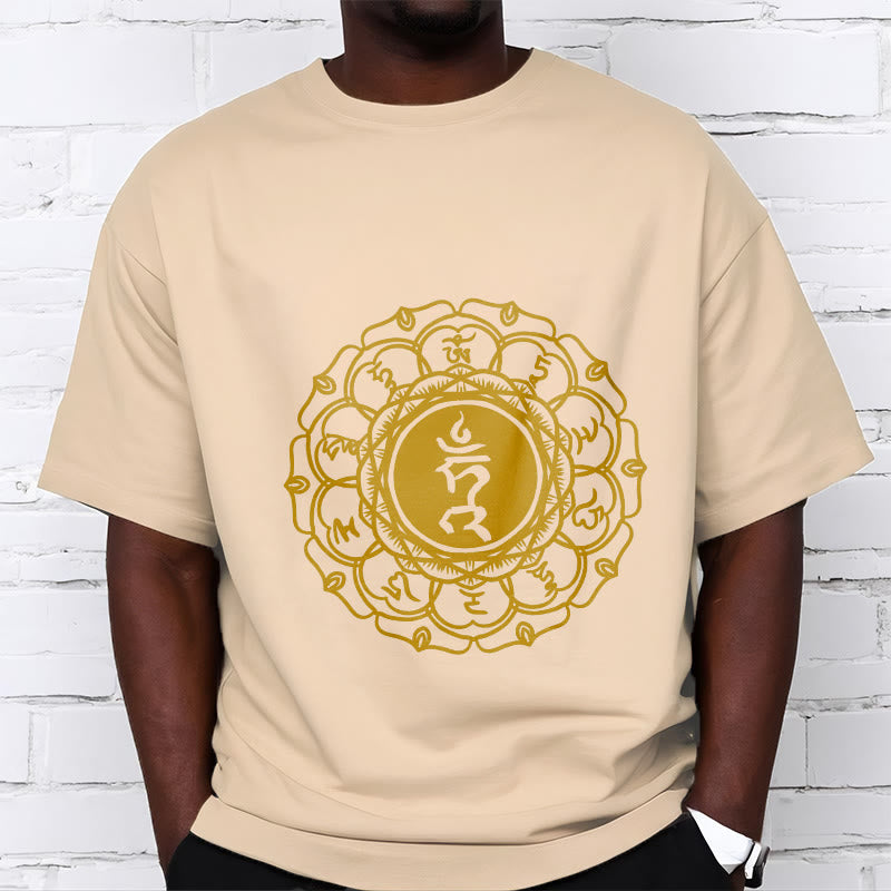 Buddha Stonesカジュアル ハムシンボル ヴィシュッダ柄 コットンTシャツ - image 10