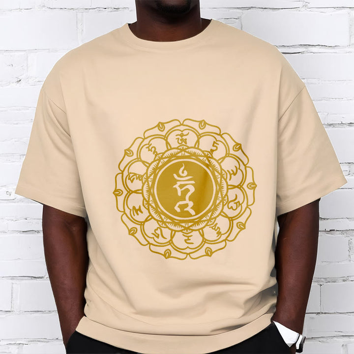 Buddha Stonesカジュアル ハムシンボル ヴィシュッダ柄 コットンTシャツ - image 10