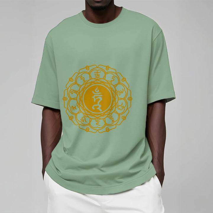 Buddha Stonesカジュアル ハムシンボル ヴィシュッダ柄 コットンTシャツ - image 16