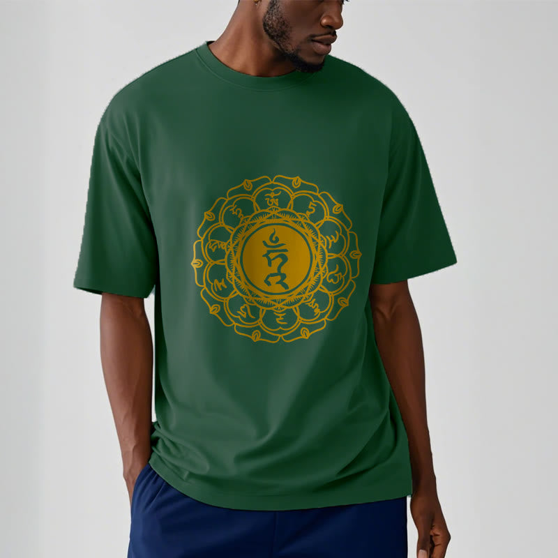 Buddha Stonesカジュアル ハムシンボル ヴィシュッダ柄 コットンTシャツ - image 12