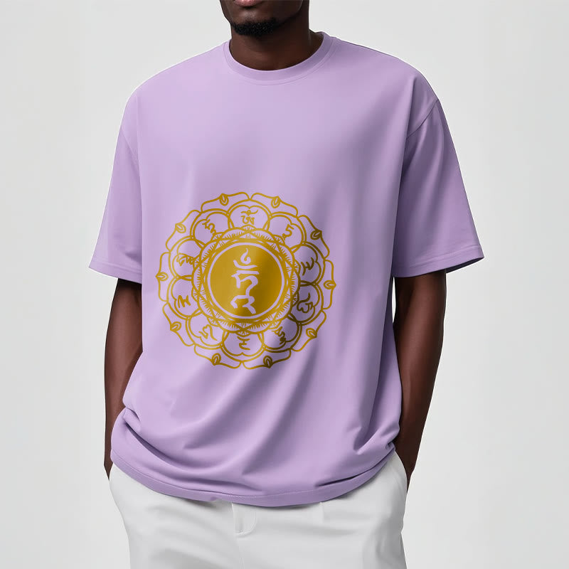 Buddha Stonesカジュアル ハムシンボル ヴィシュッダ柄 コットンTシャツ - image 18