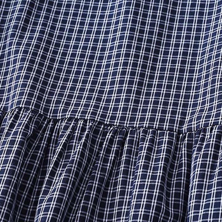 Buddha Stonesカジュアル チェック柄 ボタン ランタン 長袖 コットン ミディドレス - image 15