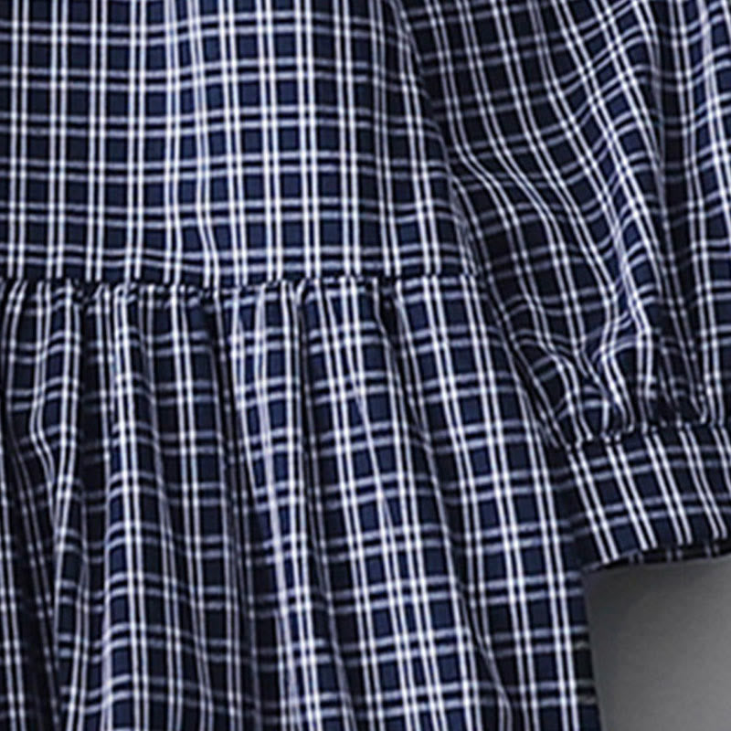 Buddha Stonesカジュアル チェック柄 ボタン ランタン 長袖 コットン ミディドレス - image 16