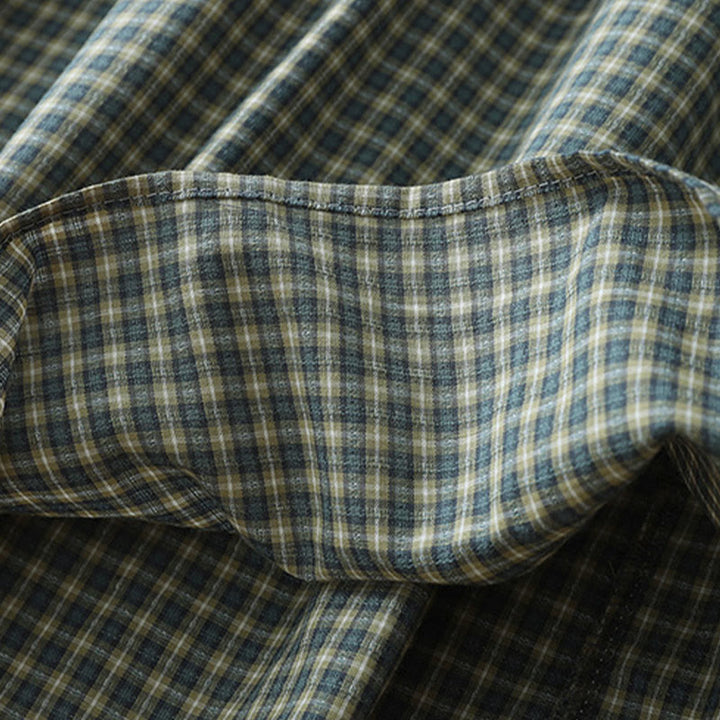 Buddha Stonesカジュアル チェック柄 ボタン ランタン 長袖 コットン ミディドレス - image 10