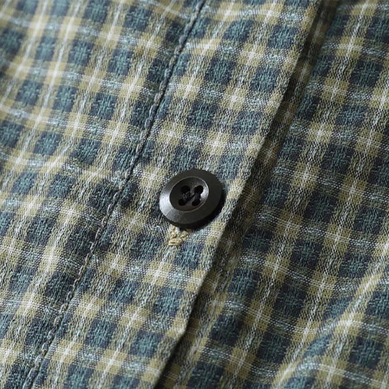 Buddha Stonesカジュアル チェック柄 ボタン ランタン 長袖 コットン ミディドレス - image 7