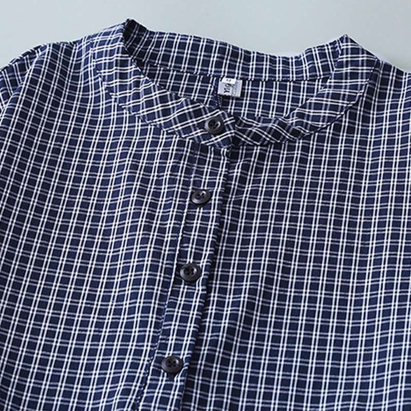 Buddha Stonesカジュアル チェック柄 ボタン ランタン 長袖 コットン ミディドレス - image 14