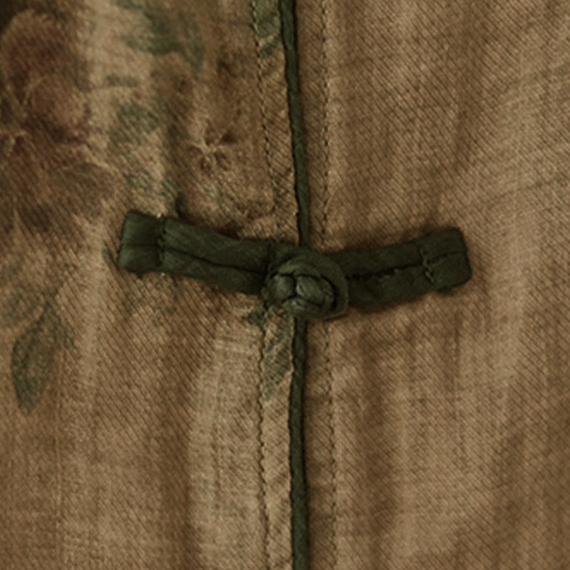 Buddha Stonesパープルフラワープリントカエルボタンデザインシャツ - image 8