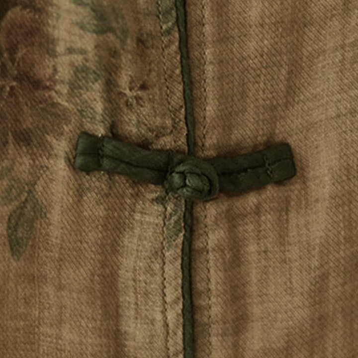 Buddha Stonesパープルフラワープリントカエルボタンデザインシャツ - image 8