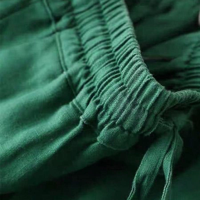 Buddha Stonesカジュアル ハイウエスト レースアップ ワイドレッグパンツ ポケット付き - image 11