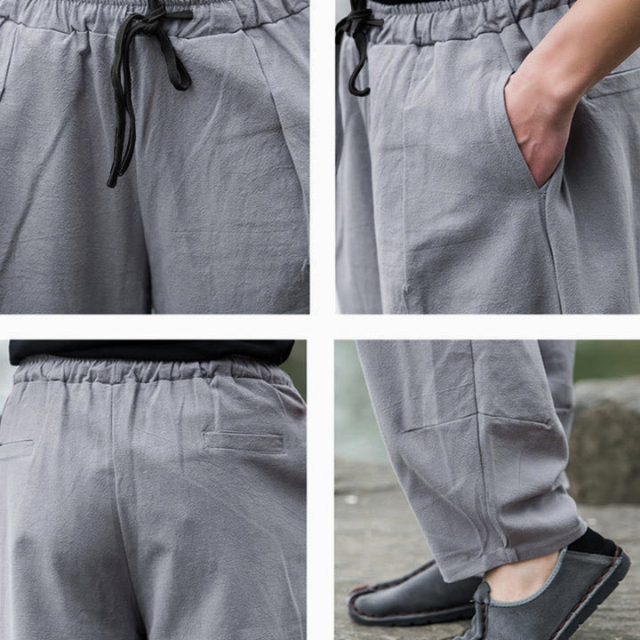 Buddha Stonesプレーン カジュアル リネン ブルマー メンズ パンツ ポケット付き - image 16