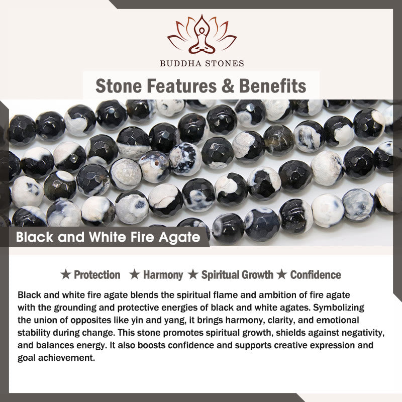 Buddha Stonesの黒と白の猫のファイヤーアゲートビーズラブブレスレット - image 8