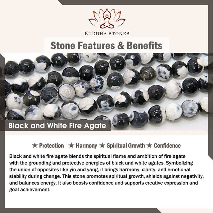 Buddha Stonesの黒と白の猫のファイヤーアゲートビーズラブブレスレット - image 8