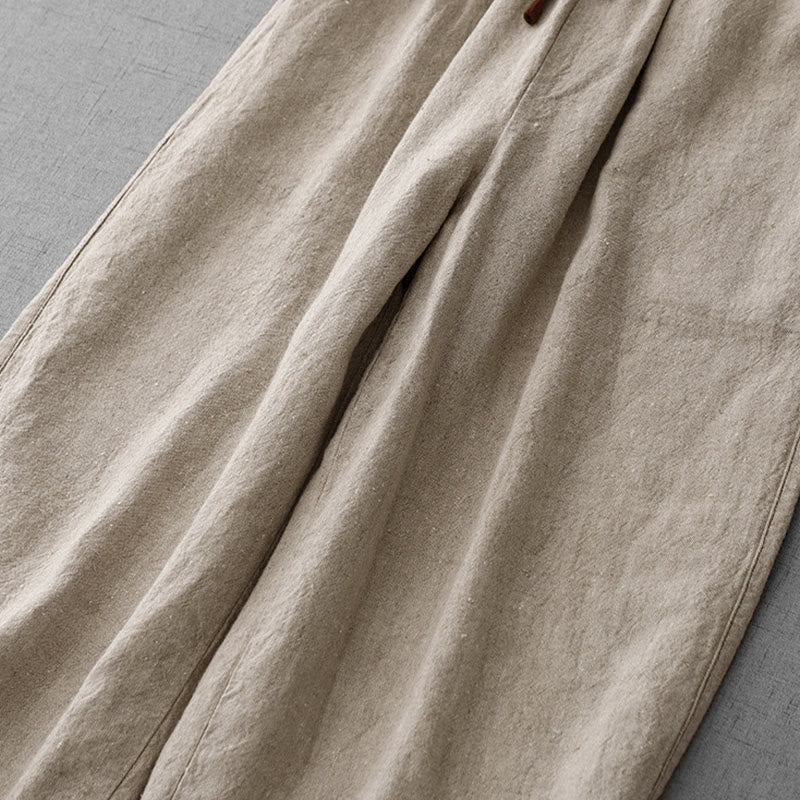 Buddha Stonesカジュアル デイリー ドローストリング シンプルデザイン レディース コットンリネン パンツ ポケット付き - image 11