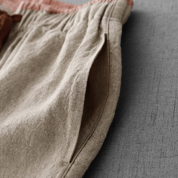 Buddha Stonesカジュアル デイリー ドローストリング シンプルデザイン レディース コットンリネン パンツ ポケット付き - image 8