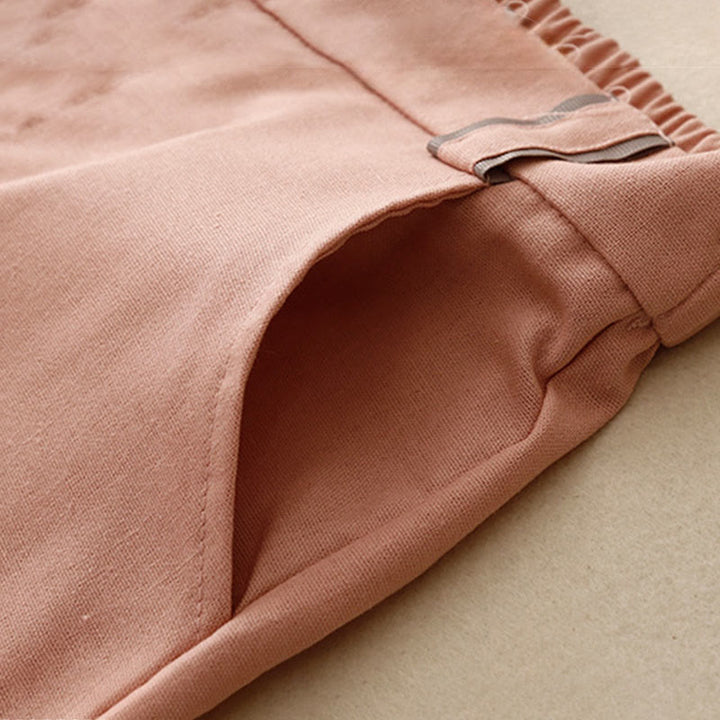 Buddha Stonesカジュアル ストレートレッグデザイン レディース コットンリネン パンツ ポケット付き - image 3