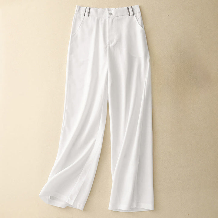 Buddha Stonesカジュアル ストレートレッグデザイン レディース コットンリネン パンツ ポケット付き - 白 - US14、 UK/AU18、 EU46 (2XL) - image 8