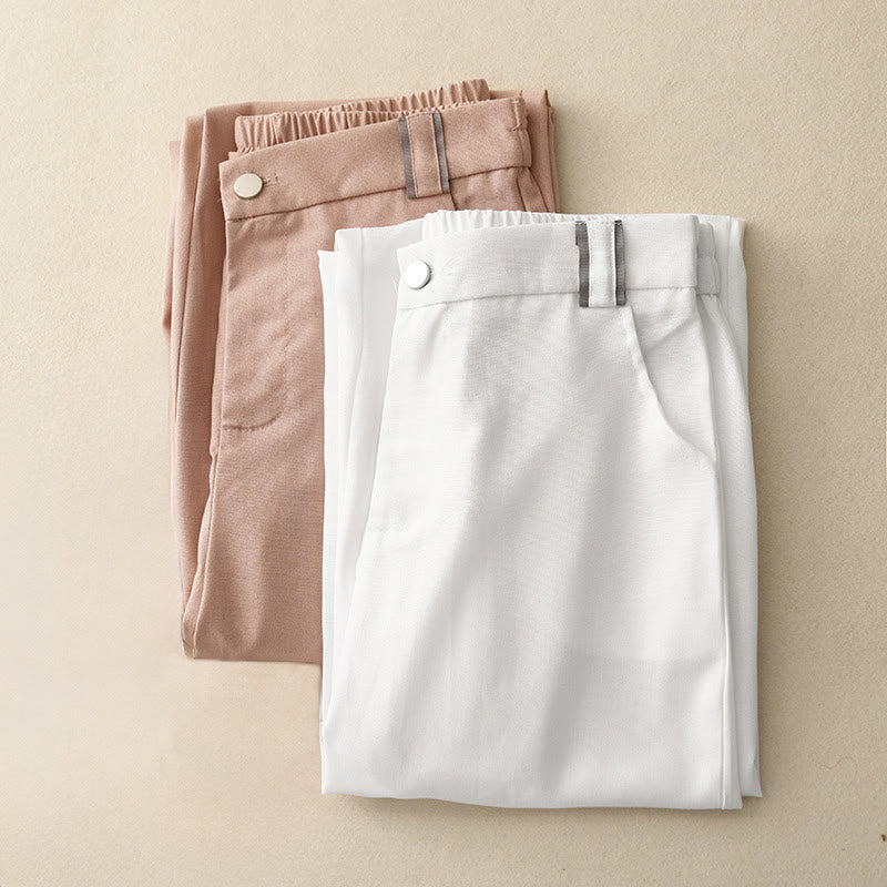 Buddha Stonesカジュアル ストレートレッグデザイン レディース コットンリネン パンツ ポケット付き - image 14