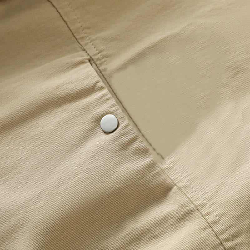 Buddha Stones無地ボタンデザイン スタンドカラー レディース コットンジャケット - image 23