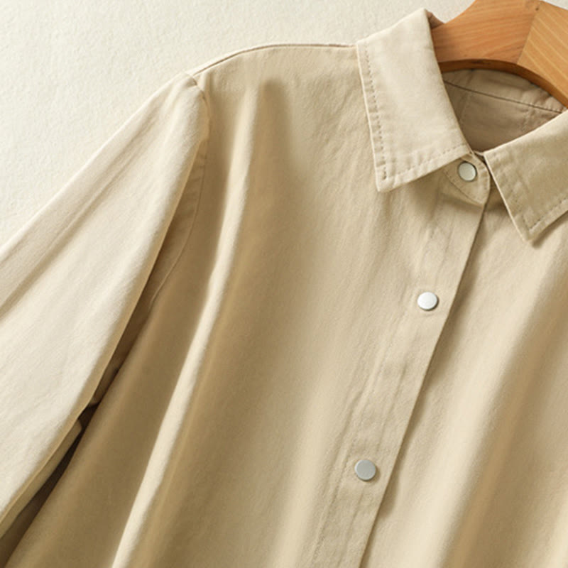 Buddha Stones無地ボタンデザイン スタンドカラー レディース コットンジャケット - image 20