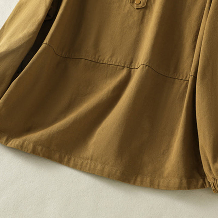 Buddha Stones無地ボタンデザイン スタンドカラー レディース コットンジャケット - image 32