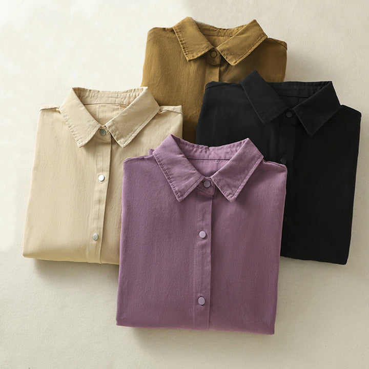 Buddha Stones無地ボタンデザイン スタンドカラー レディース コットンジャケット - image 36